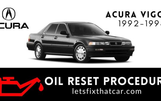 Oil Reset Procedure Acura Vigor 1992-1994