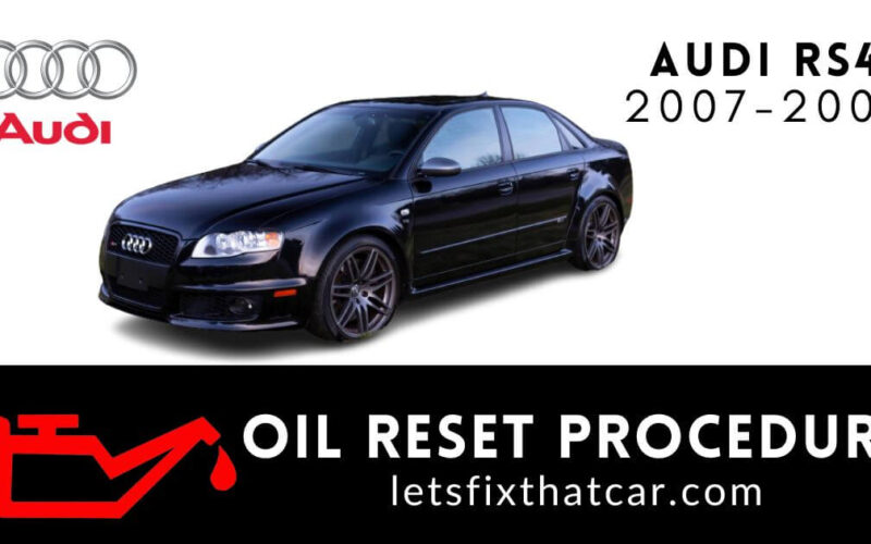 Oil Reset Procedure Audi RS4 2007-2008